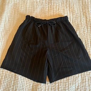 Women’s Black Pinstripe Trouser Short
